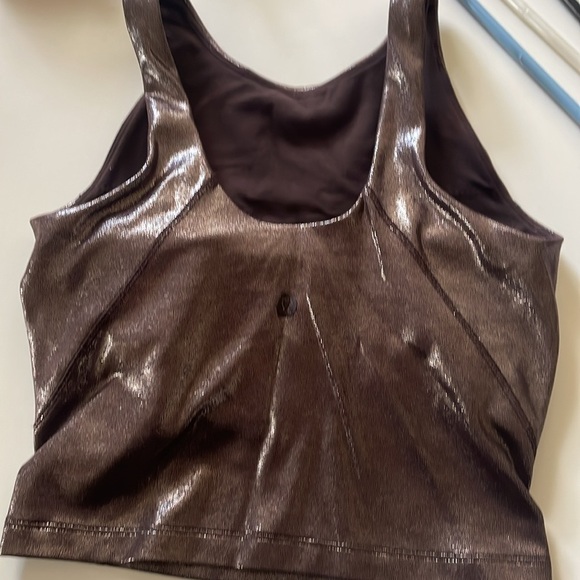 Lululemon Size 0 Metallic Shimmery Brown Tank Bra - Picture 7 of 8